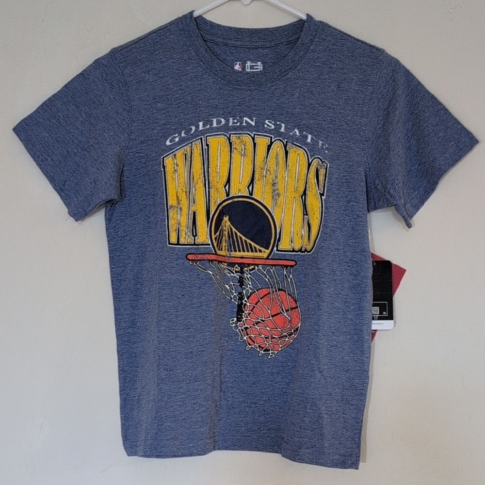NWT Boys NBA Golden State Warriors Kids Blue T-Shirt Vintage Style - Size 10/12